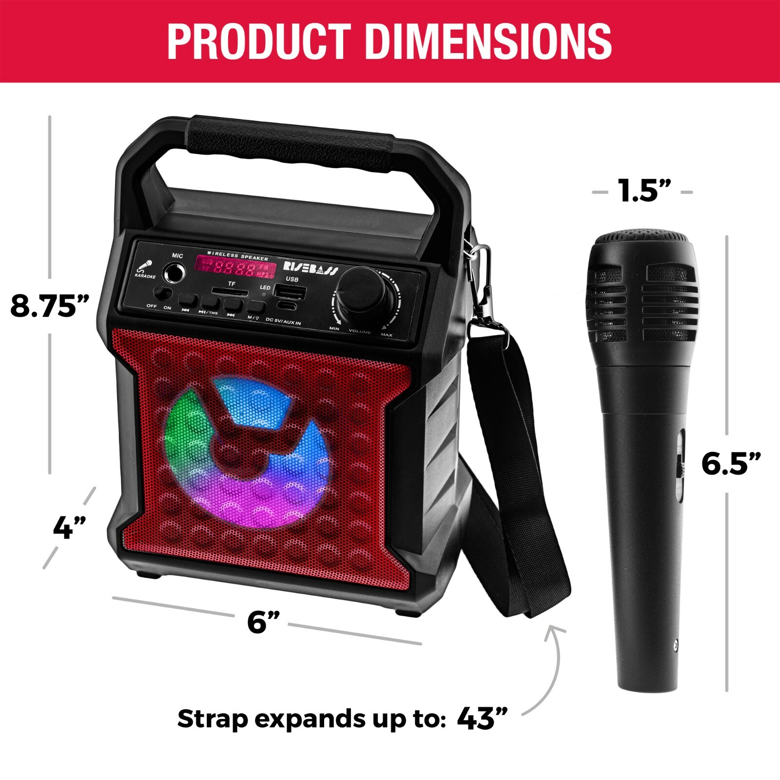 Bluetooth Speaker with Microphone Set Portable PA System for Kids Adults Recharg - 4