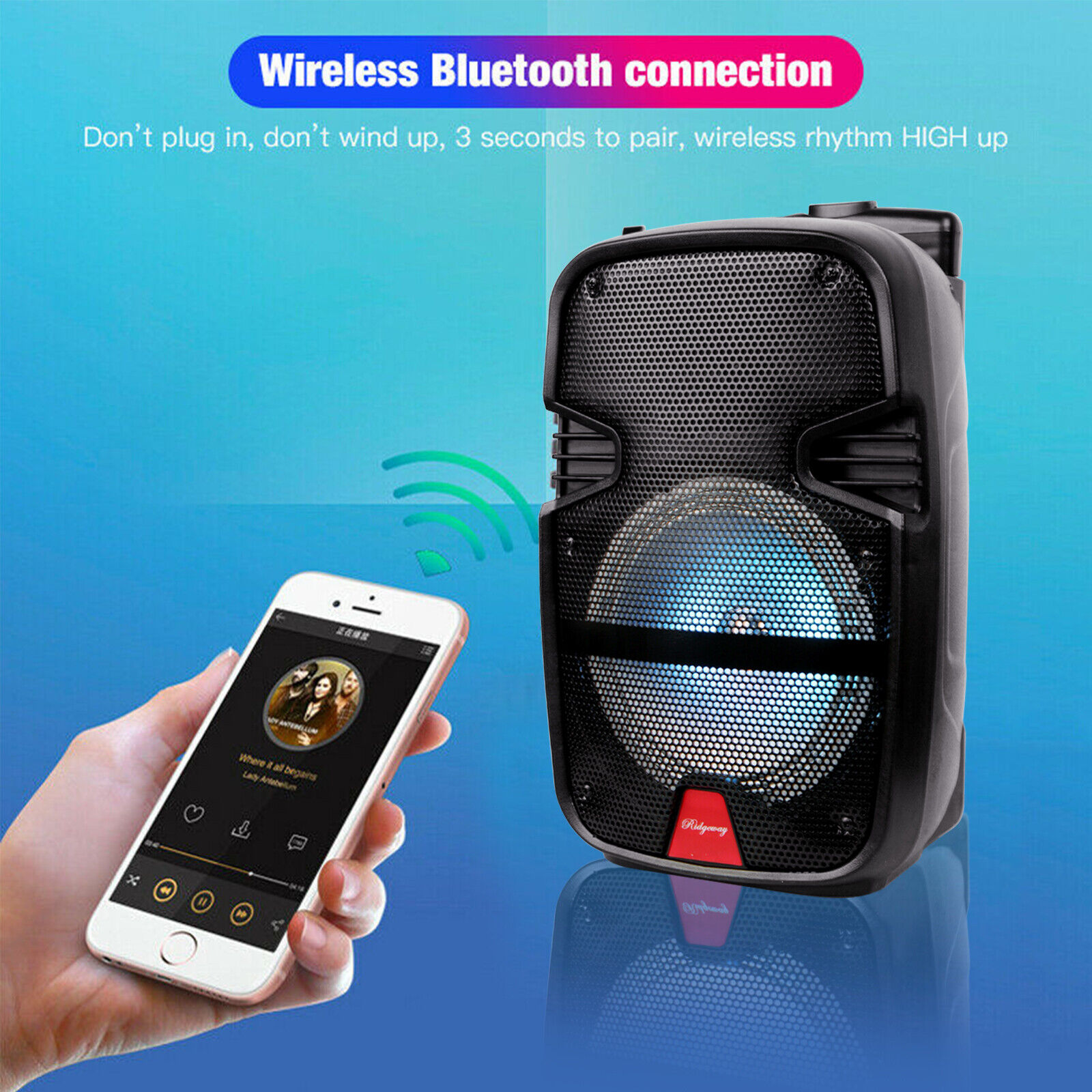 8" Portable FM BT Party Speaker Subwoofer Heavy Bass Sound 3000W w/ Microphone - 3