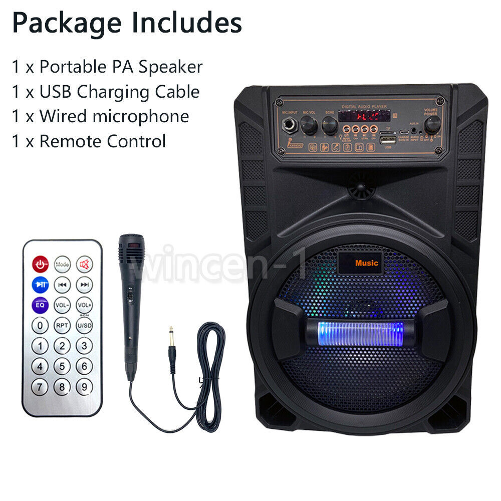 1500W 8'' Portable FM Bluetooth Speaker Subwoofer Heavy Bass Sound System Party - 9