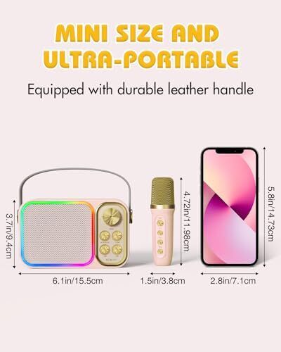 BESCOST Mini Karaoke Machine for Kids Adults, Portable Bluetooth Speaker with...