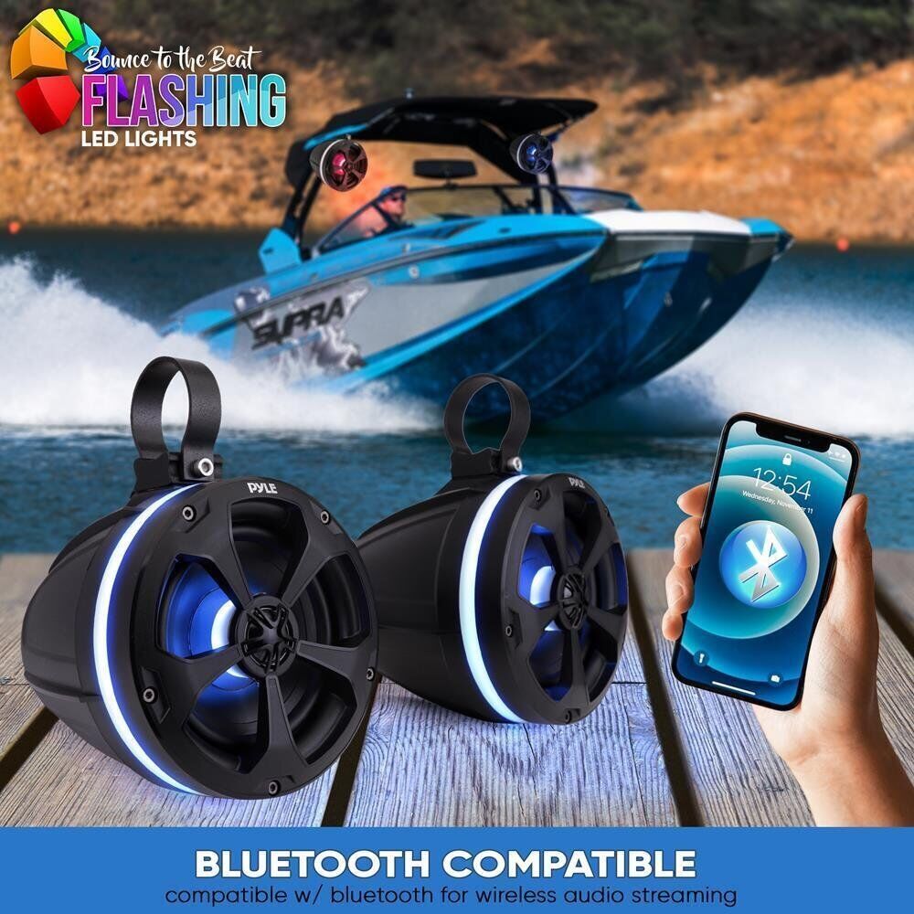 Pyle 5.25" Waterproof Rated Off-Road Bluetooth Speakers 1000 W Amplified Vehicle - 6
