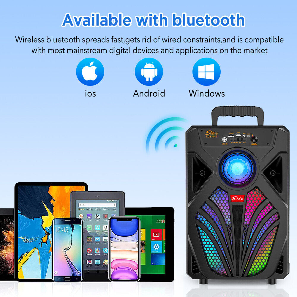 2000W Portable Bluetooth Speaker Sub woofer Heavy Bass Sound Party System w/ Mic - 8