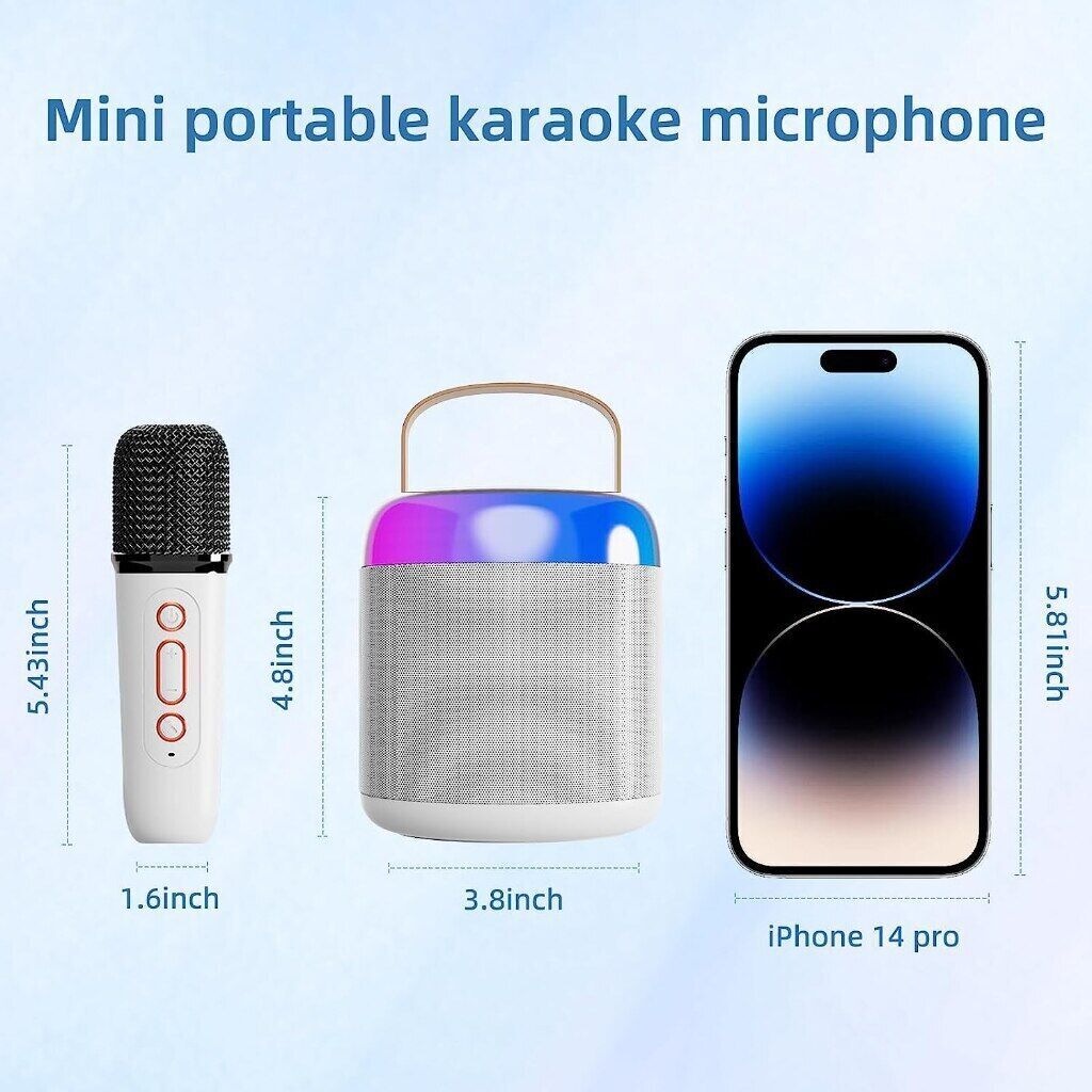 Mini Portable Karaoke Box Bluetooth Speaker with Dual Microphone Kids Xmas Gift - 2