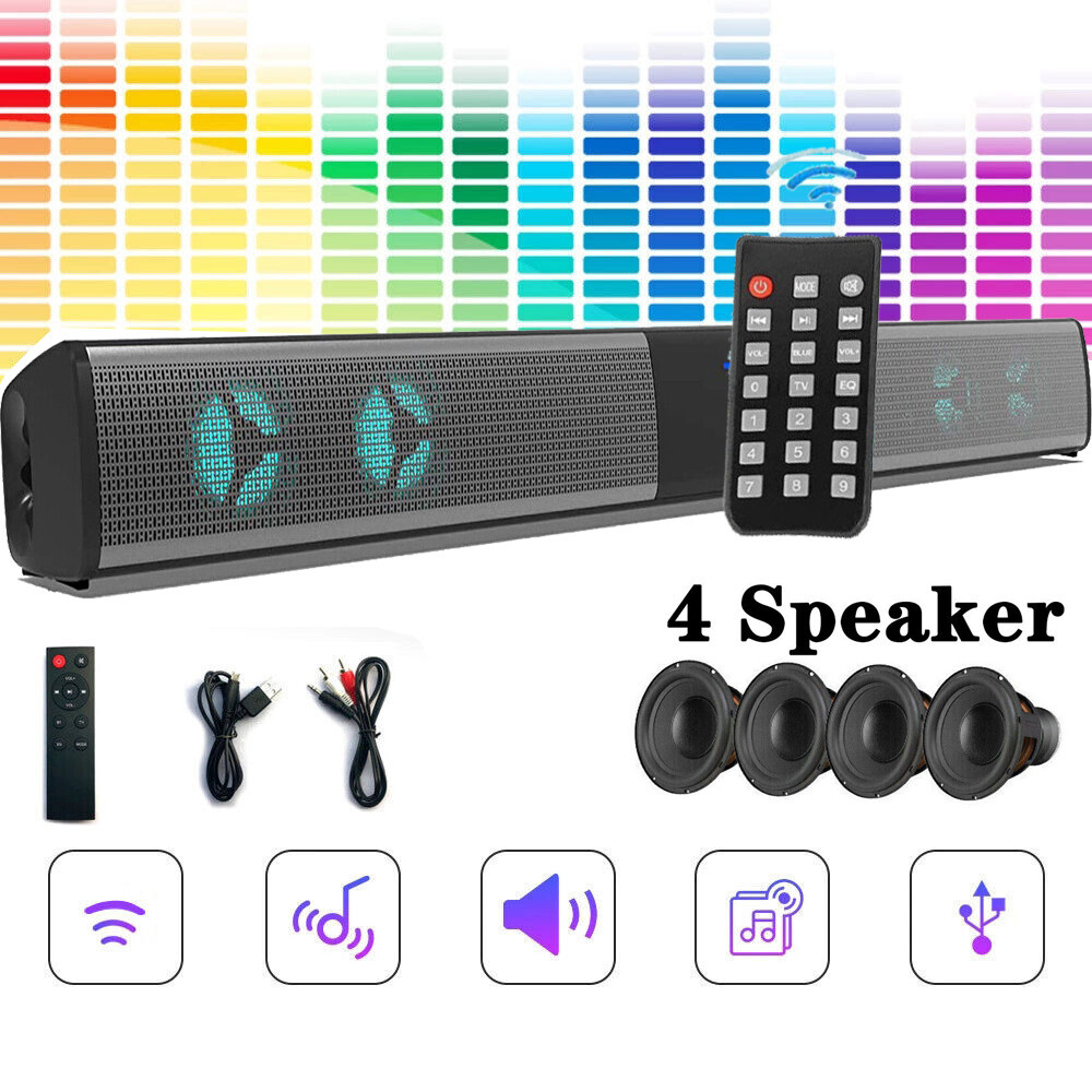 Bluetooth Wireless Powerful TV Sound Bar Home Theater Subwoofer Soundbar Remote