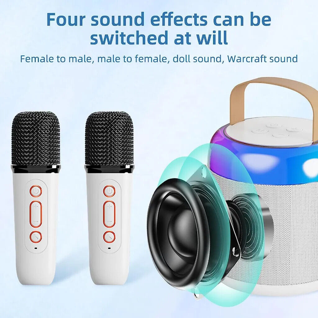 Mini Portable Karaoke Box Bluetooth Speaker with Dual Microphone Kids Xmas Gift - 3