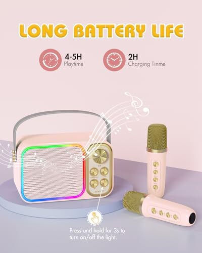 BESCOST Mini Karaoke Machine for Kids Adults, Portable Bluetooth Speaker with... - 2