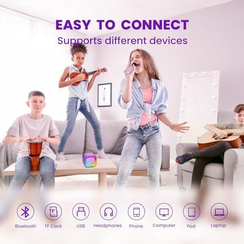 Mini Karaoke Machine for Kids, Karafun Premium with Thousands of Purple 2 Mics - 6