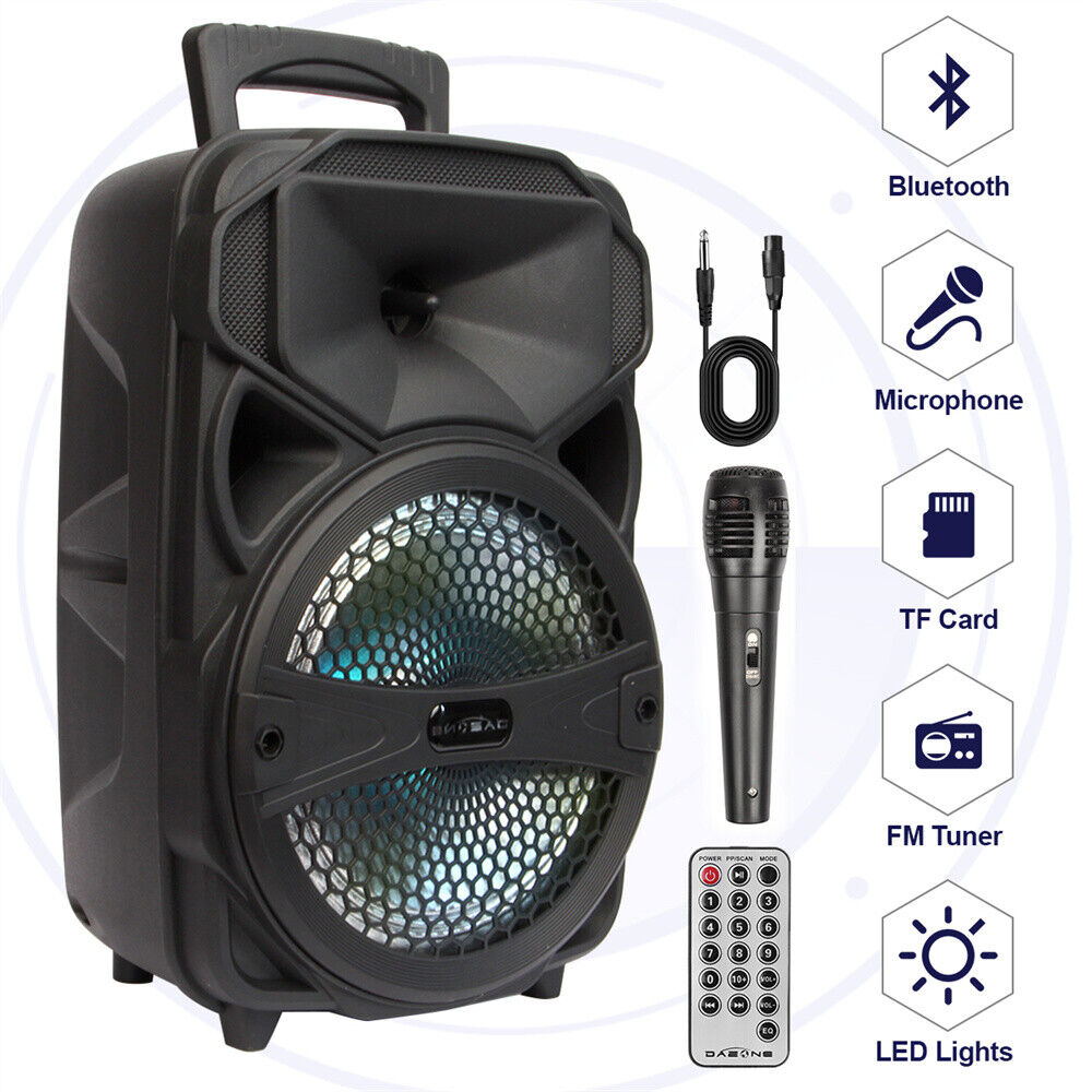 Portable 8''/15” Bluetooth Speaker Subwoofer Heavy Bass Party System Mic FM LOT - 2
