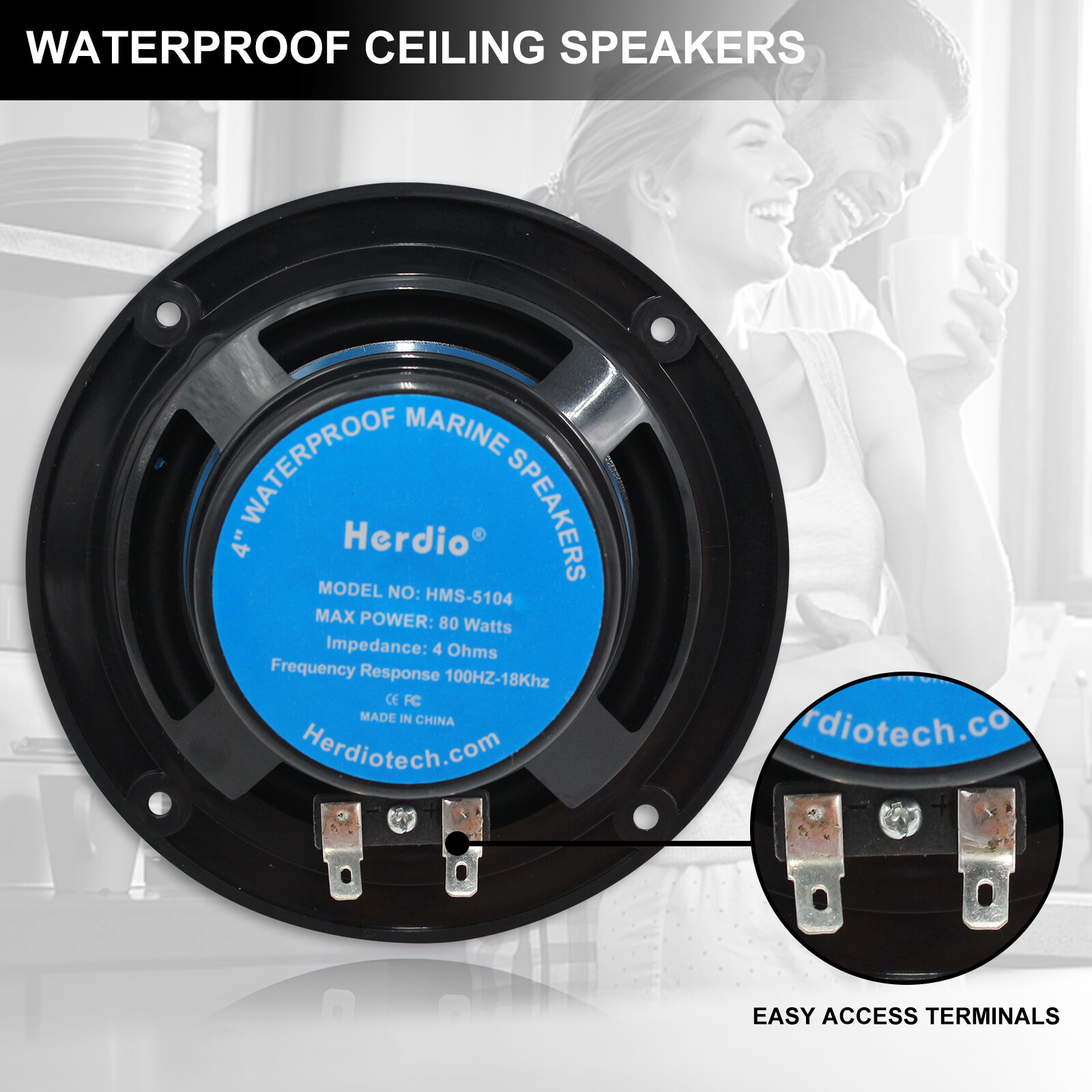 320W 4 Ceiling Wall Speakers 4" Bluetooth Kit Amplifier Box Waterproof Boat Home - 8