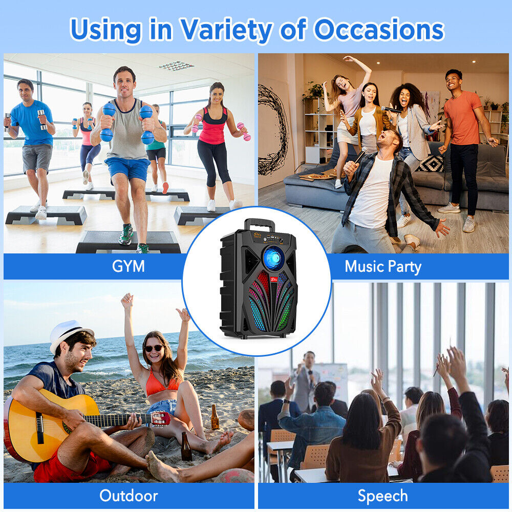 2000W Portable Bluetooth Speaker Sub woofer Heavy Bass Sound Party System w/ Mic - 2