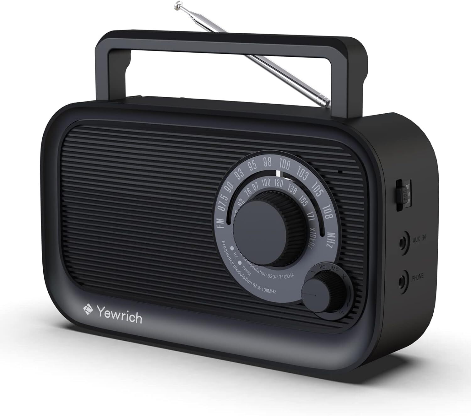 AM FM Radio with Best Reception, Bluetooth Speaker Portable Radio, DSP Plug Blac
