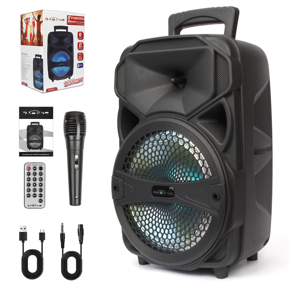 Portable 8''/15” Bluetooth Speaker Subwoofer Heavy Bass Party System Mic FM LOT - 1