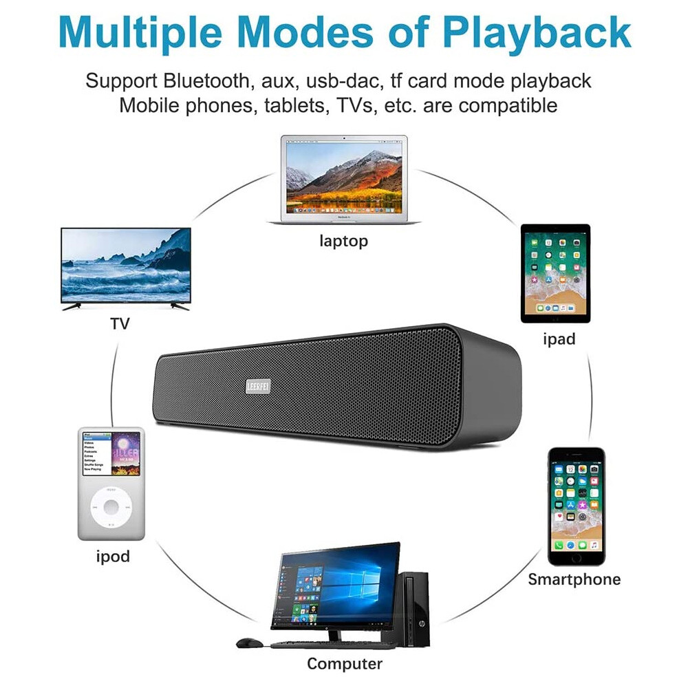 Bluetooth 5.0 Wireless TV Soundbar Speaker 3D Sound Bar Home Theater Subwoofer - 3