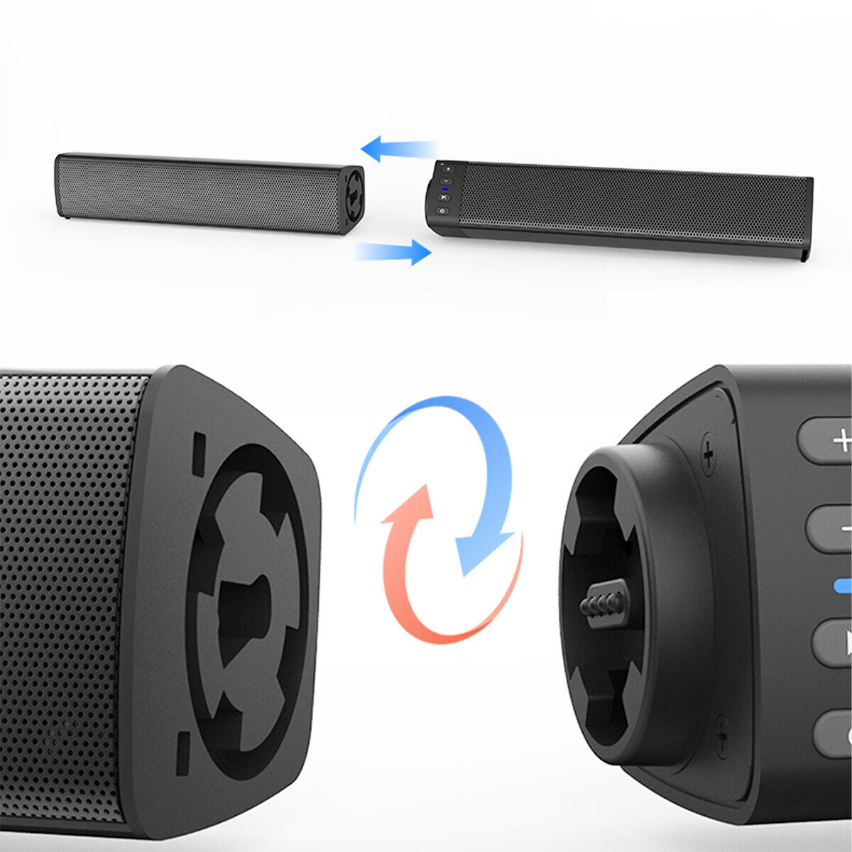 2 in 1 Separable Sound Bars 4 Speaker System Wireless TV Speaker Subwoofer BT - 7