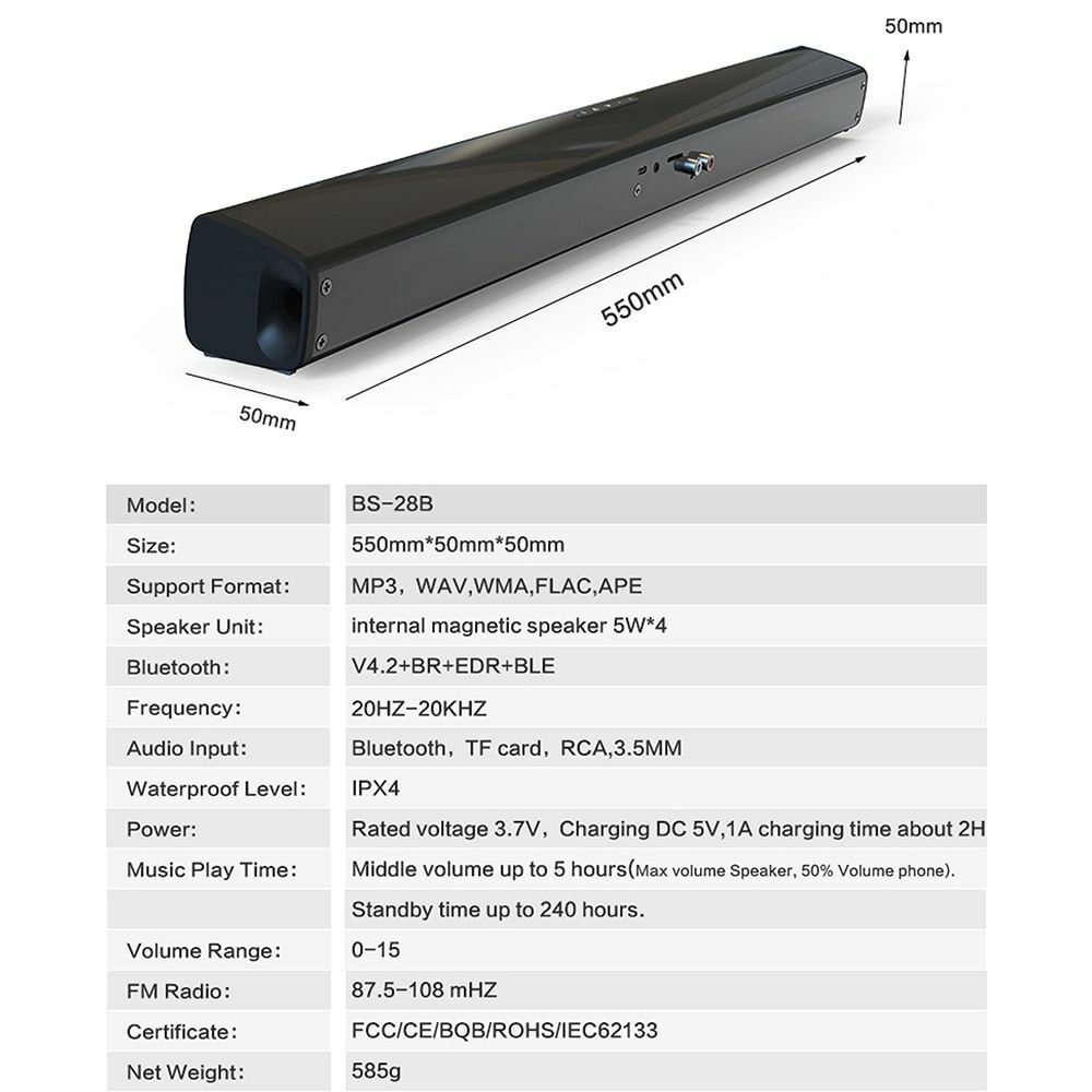 20w Sound Bar Tv Wired Wireless Bluetooth Speaker Home Surround For Tv Pc Home - 11