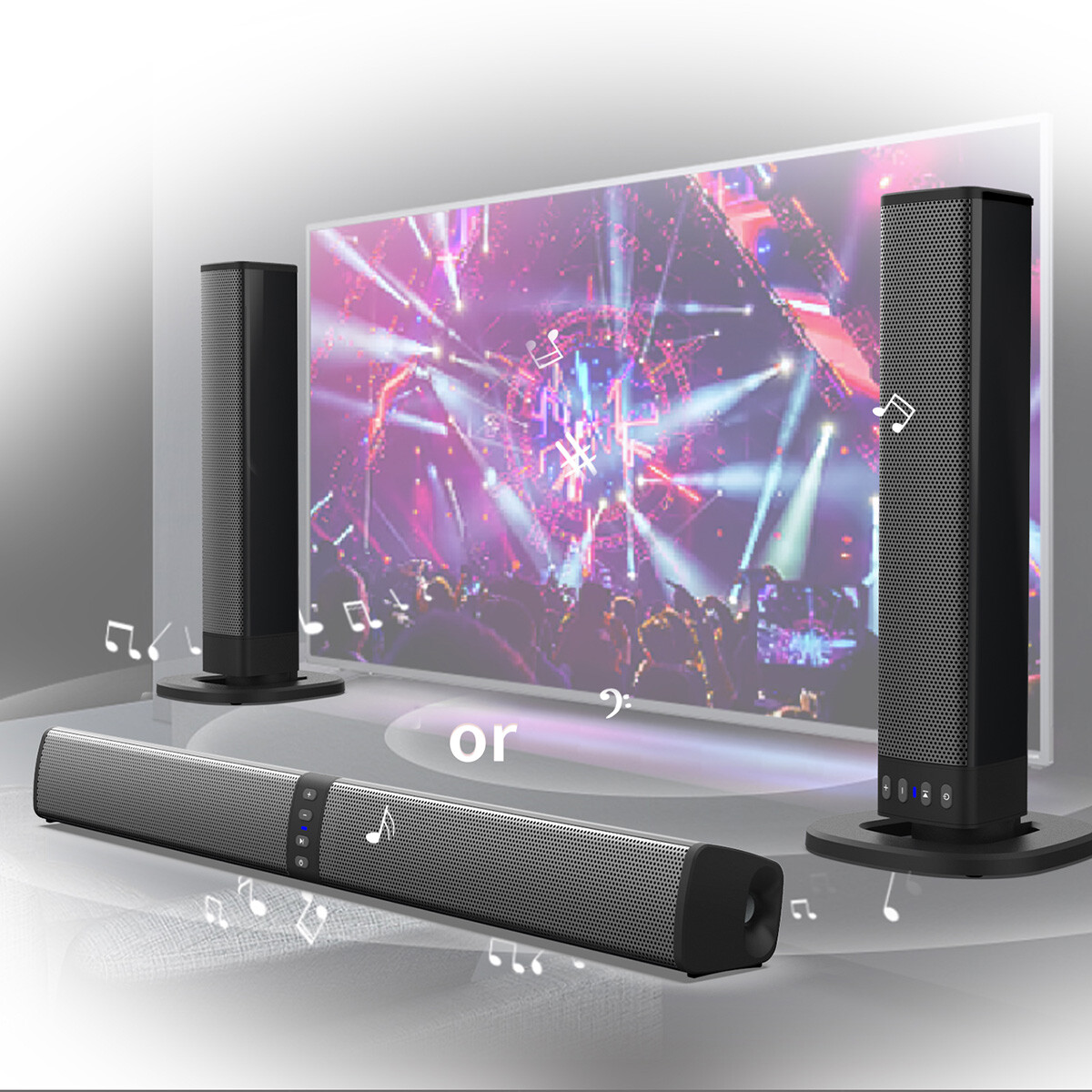 2 in 1 Separable Sound Bars 4 Speaker System Wireless TV Speaker Subwoofer BT - 16