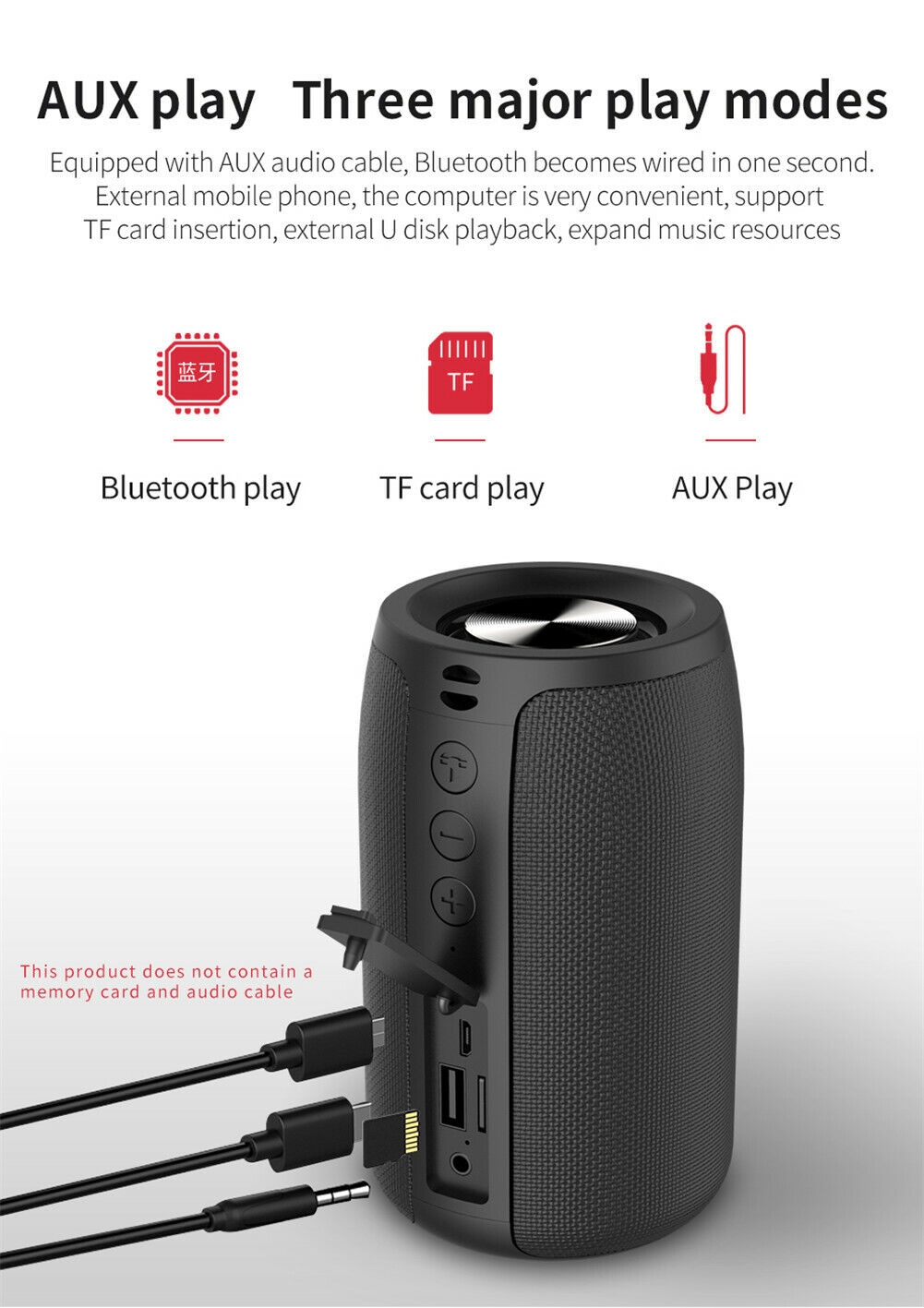 Portable Bluetooth Speaker Wireless Loud Speakers Memory Card USB AUX Slots - 10