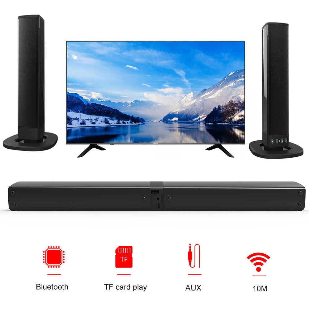 New Bluetooth Soundbar TV PC Sound System 3D Surround Subwoofer Speaker USB- - 1