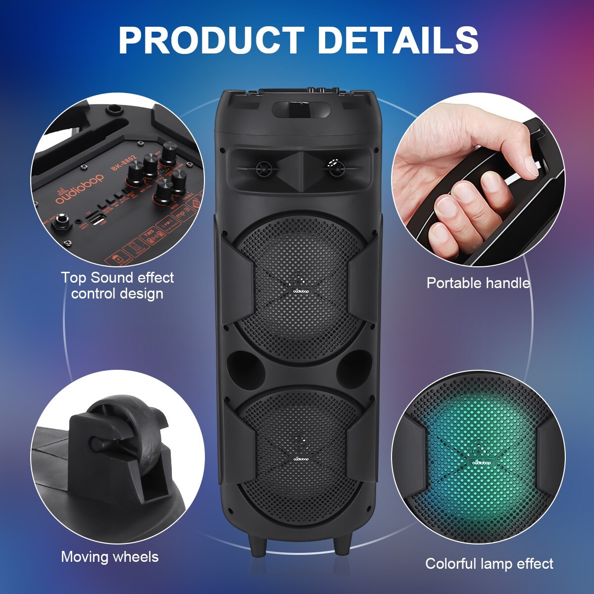 Party Portable Wireless Bluetooth Speaker Bass Sound Subwoofer with Microphone - 10