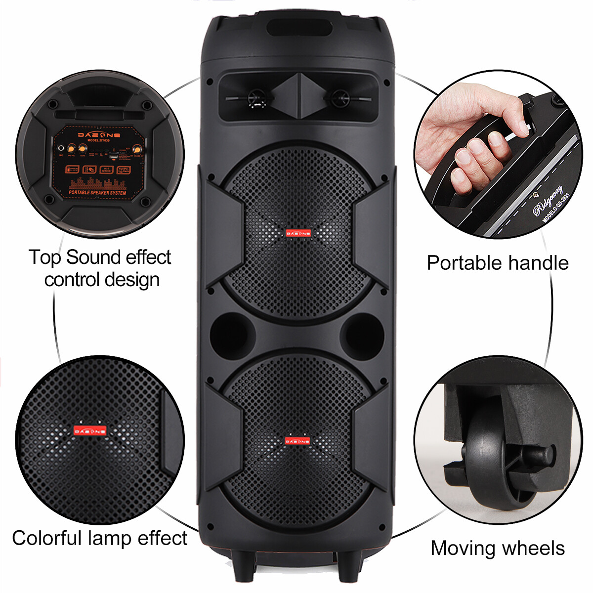 5000W Portable Bluetooth Speaker Subwoofer Heavy Bass Sound System Party + Mic - 6