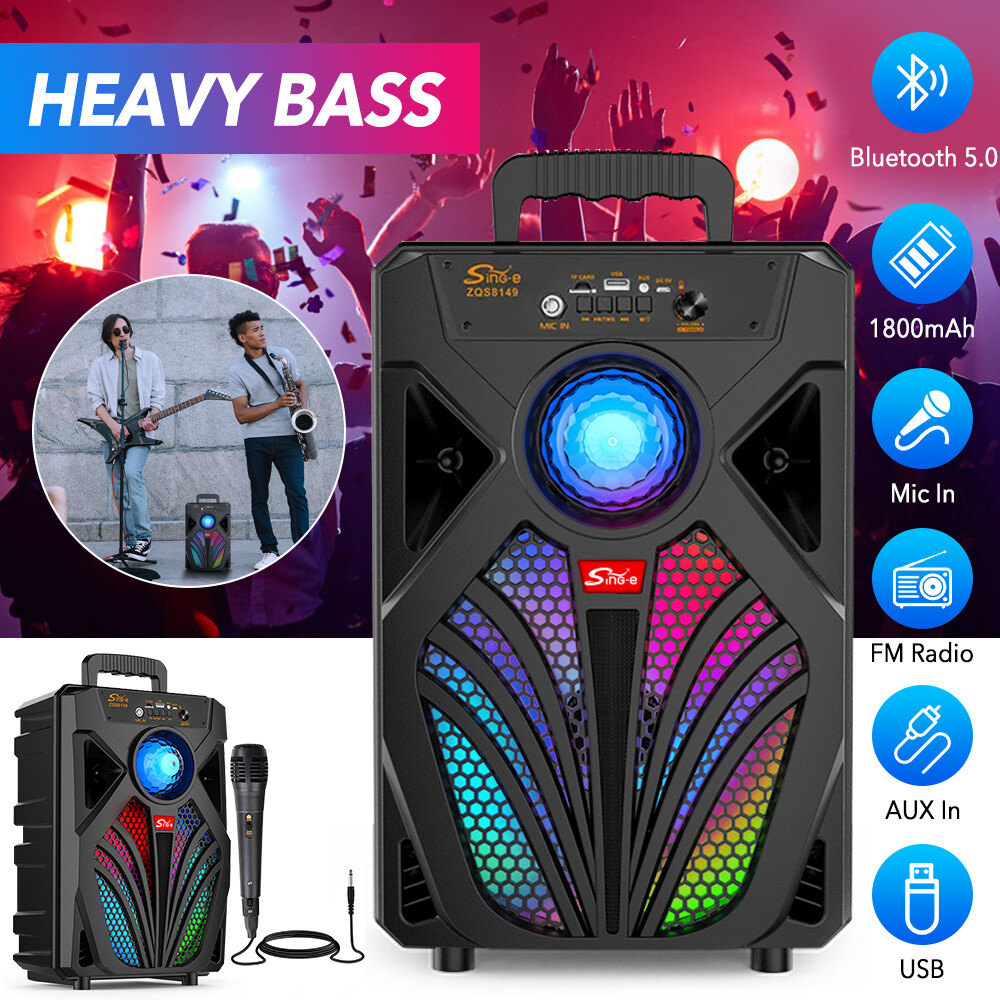 2000W Portable Bluetooth Speaker Sub woofer Heavy Bass Sound Party System w/ Mic - 1
