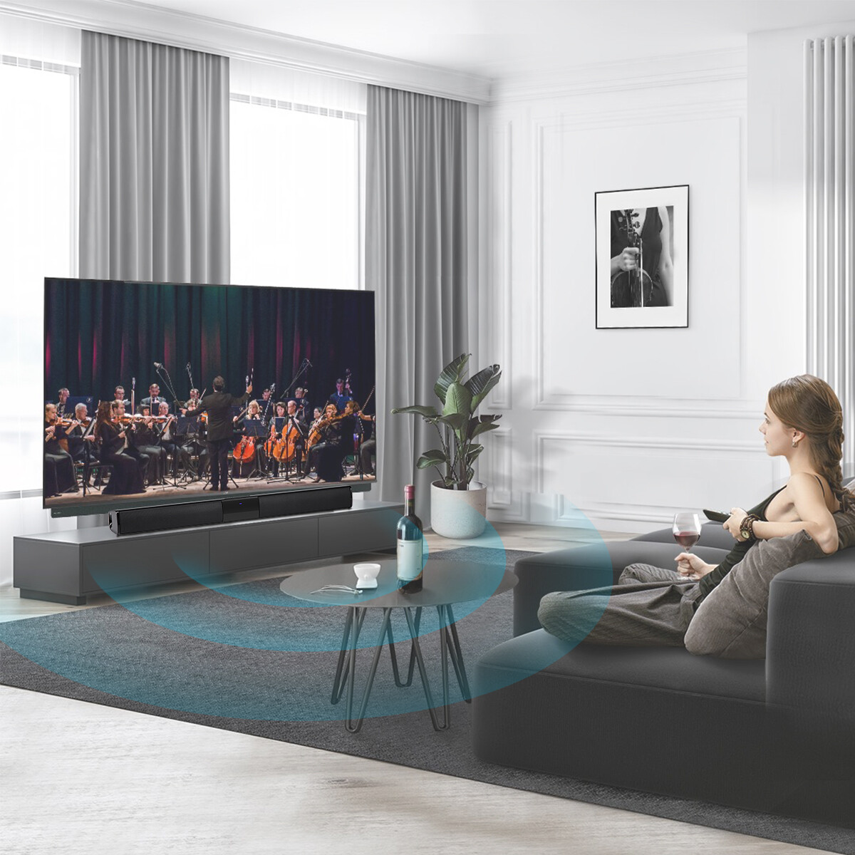 Wireless Sound Bar 4 Speaker System BT Subwoofer TV Home Speaker Theater&Remote - 11