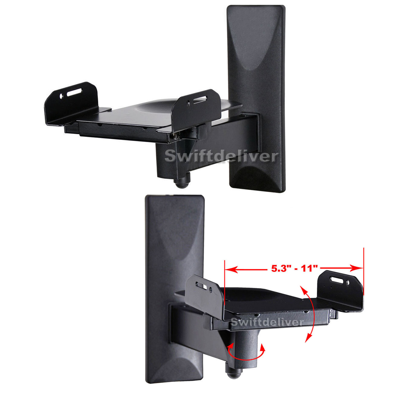 2 x Large Speaker Wall Mount Brackets Side Clamping Bookshelf Surround Sound m2c - 5