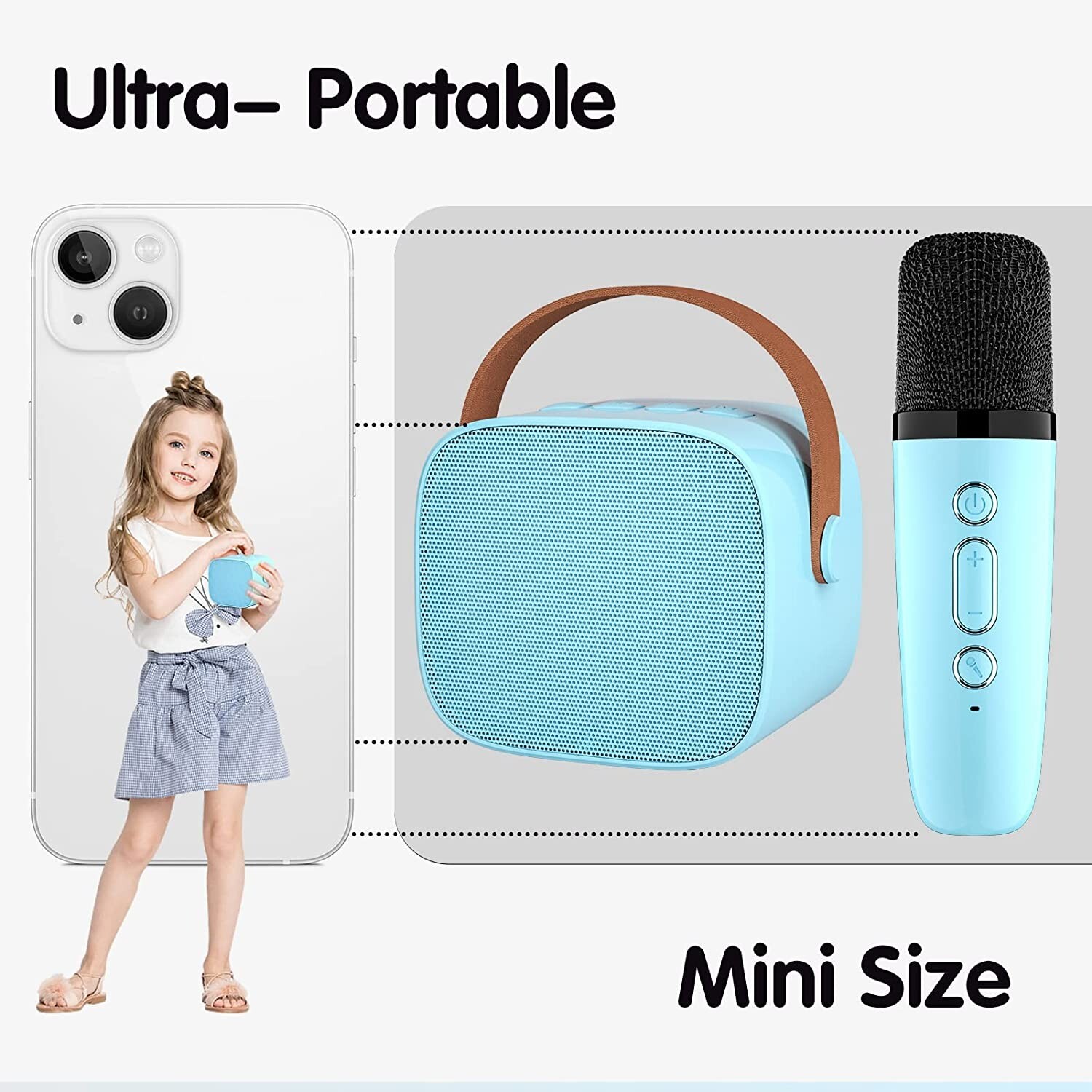 Karaoke Machine Portable Bluetooth Speaker with Wireless Microphone MP3 Player - 1