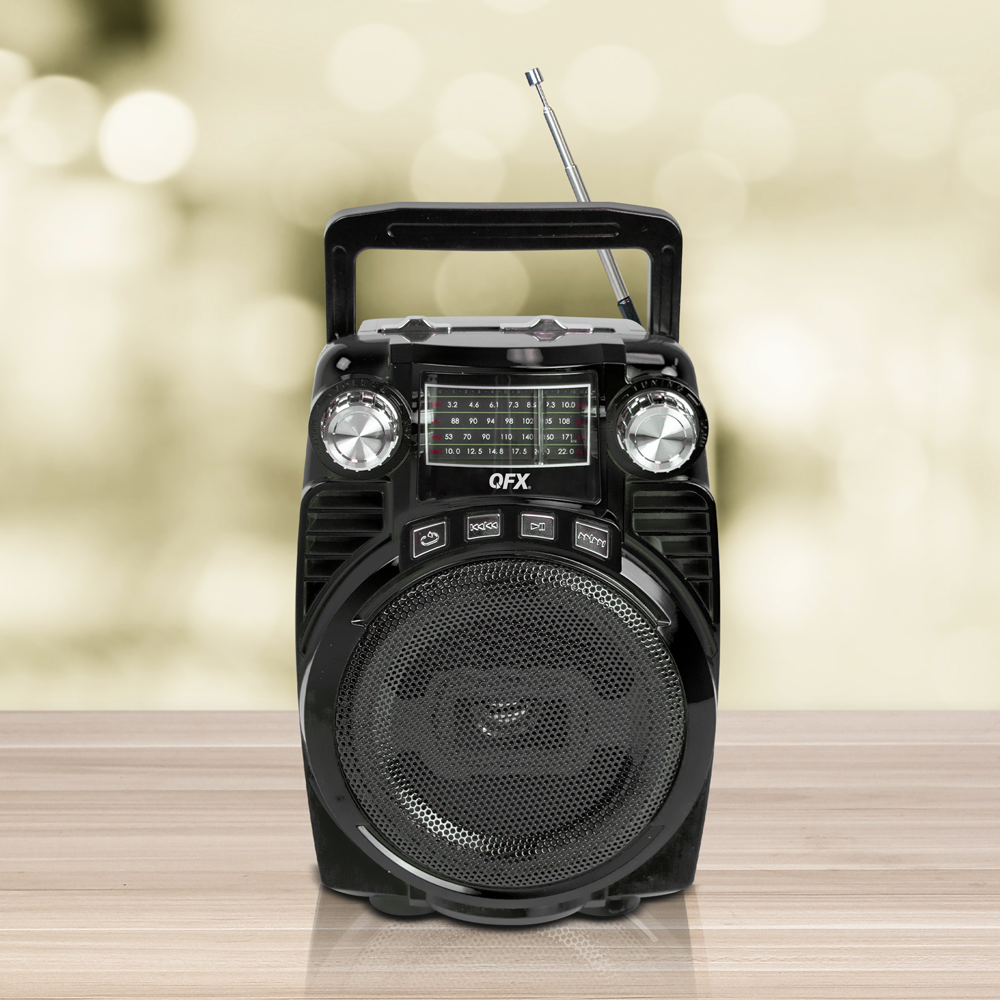 New QFX BT-44 Portable Rechargeable Loud Speaker +Bluetooth +4-Band FM Radio - 8
