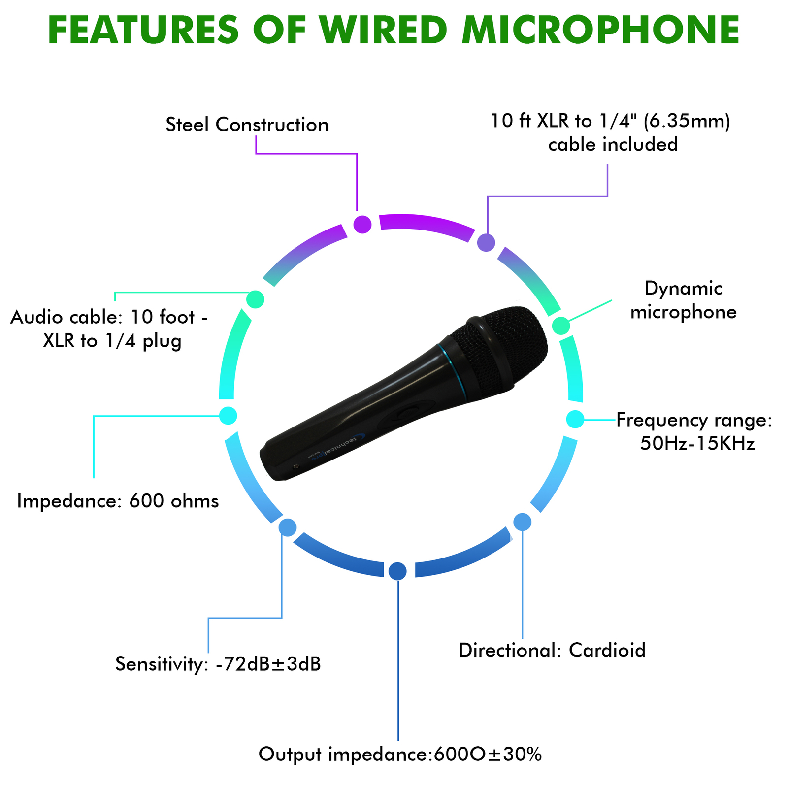Professional 8 Inch Portable 1000 watts Bluetooth Speaker with Wired Microphone - 8