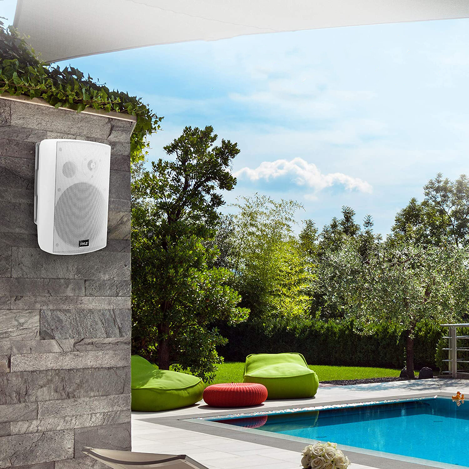 Pyle Bluetooth Indoor Outdoor 6.5 Inch Speaker System, White (2 Pack) (Open Box) - 7