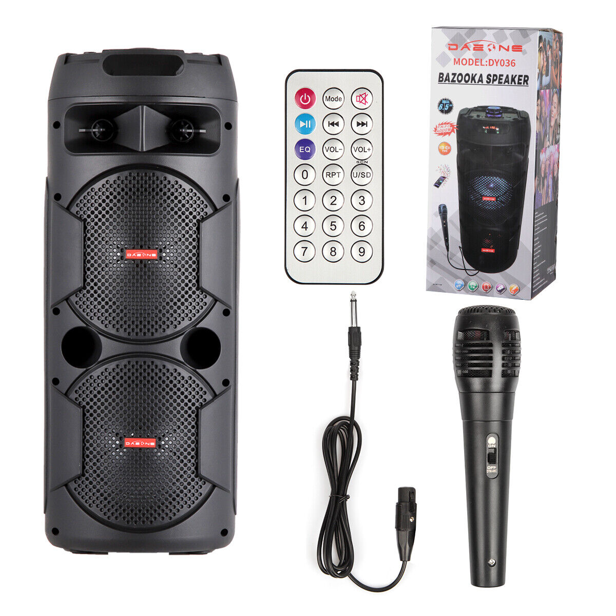 Dual 6.5" Woofer Portable FM Bluetooth Party Speaker Heavy Bass Sound With Mic - 3