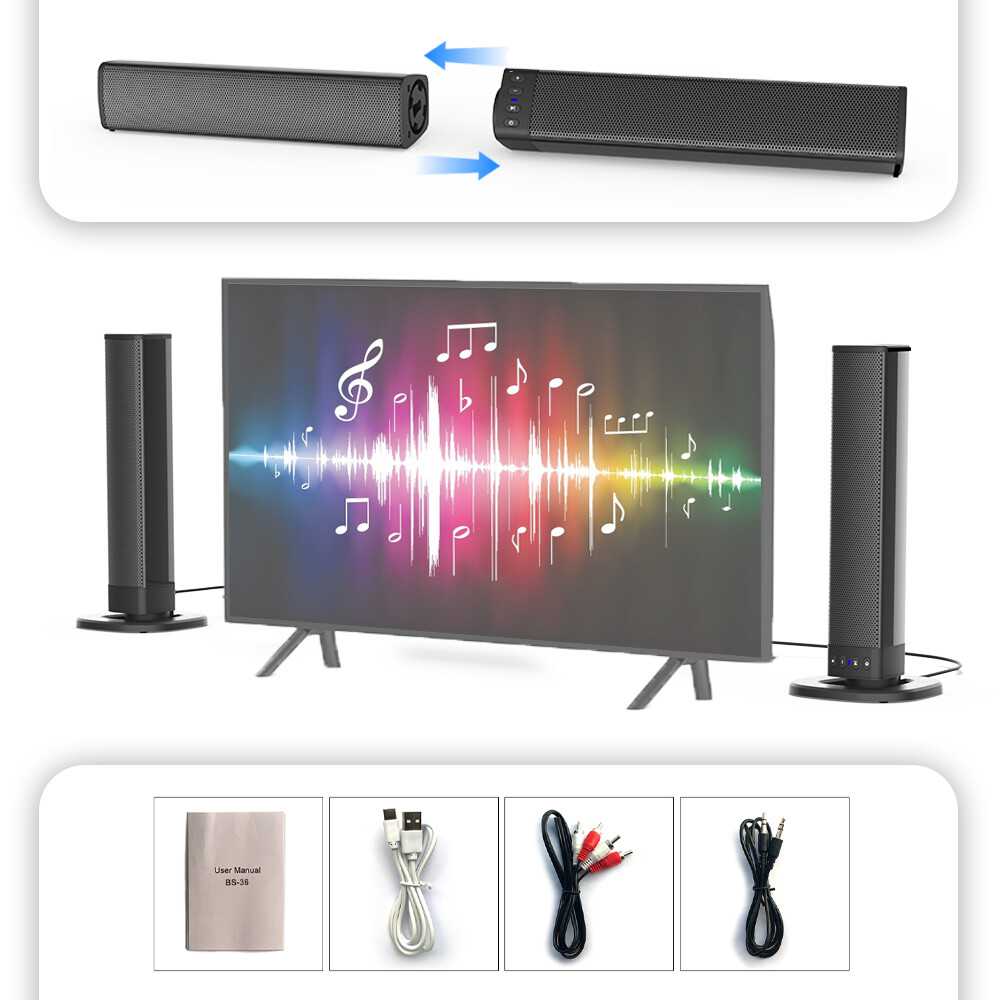 Bluetooth 5.0 Home TV Sound Bar Speaker System Wireless Subwoofer 3D Surround - 11