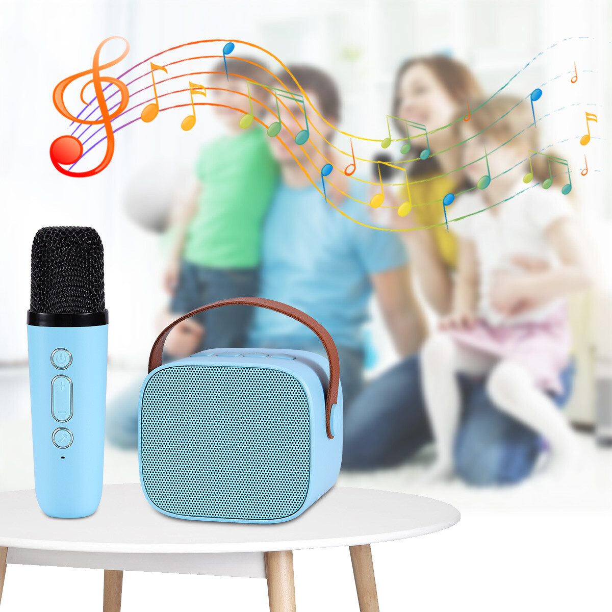 Mini BT Karaoke Machine With Wireless Microphone Portable Loud Speaker for Kids - 5