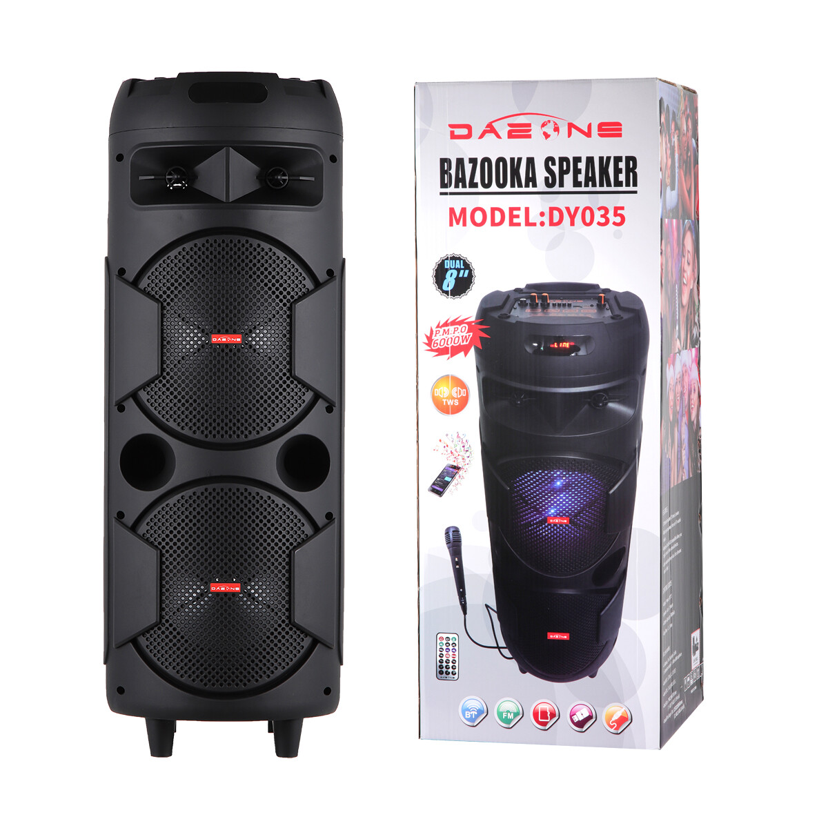 3000W Wireless Bluetooth Speaker Cylindrical Party Woofer PA System + Micphone - 12