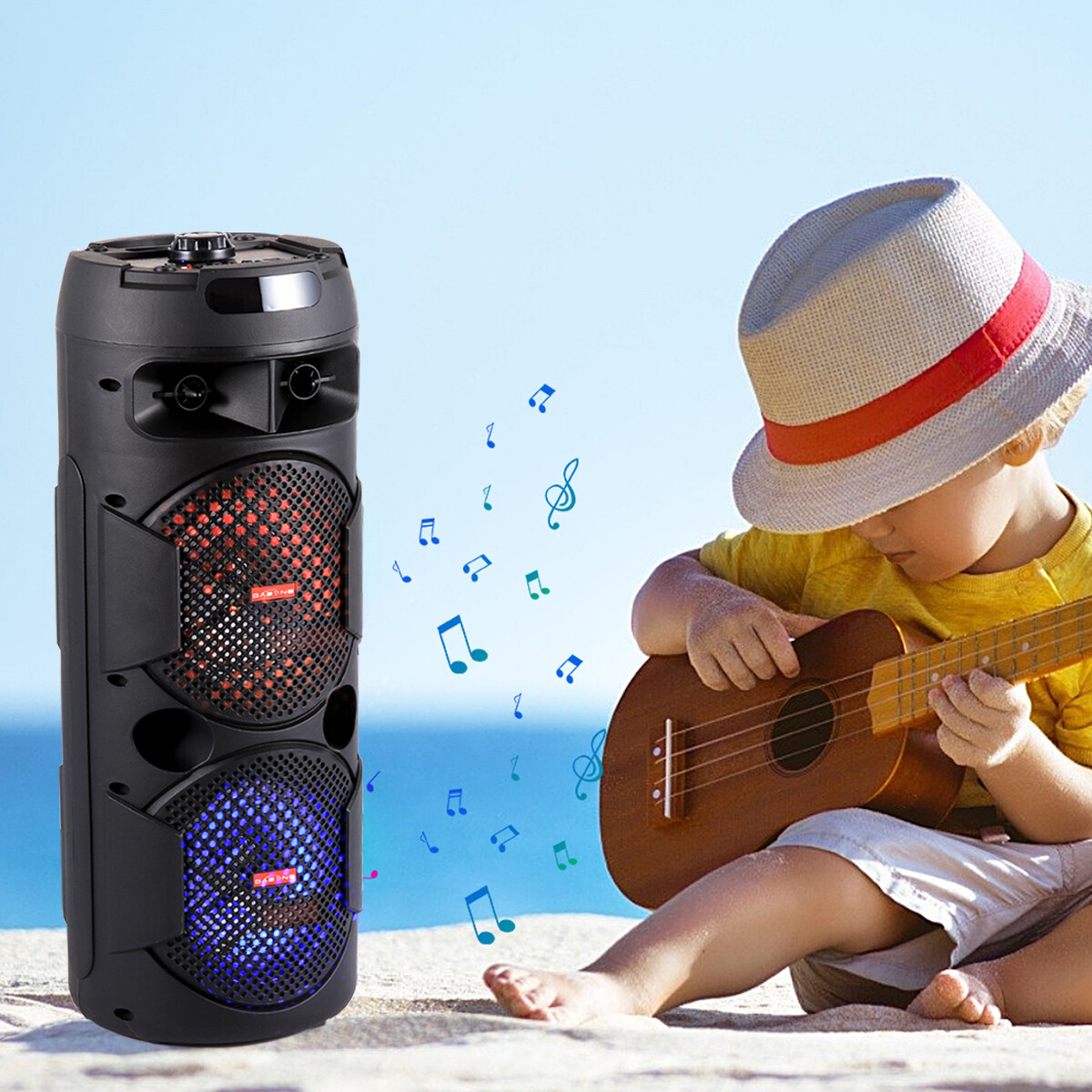 Dual 6.5" Woofer Portable FM Bluetooth Party Speaker Heavy Bass Sound With Mic - 8