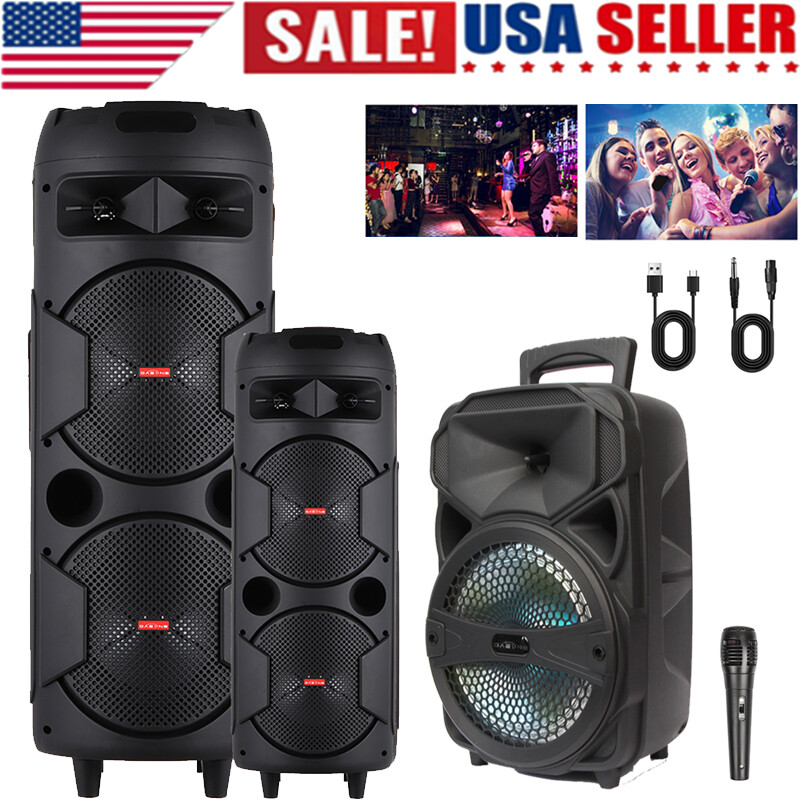 5000W Portable Bluetooth Speaker Subwoofer Heavy Bass Sound System Party + Mic