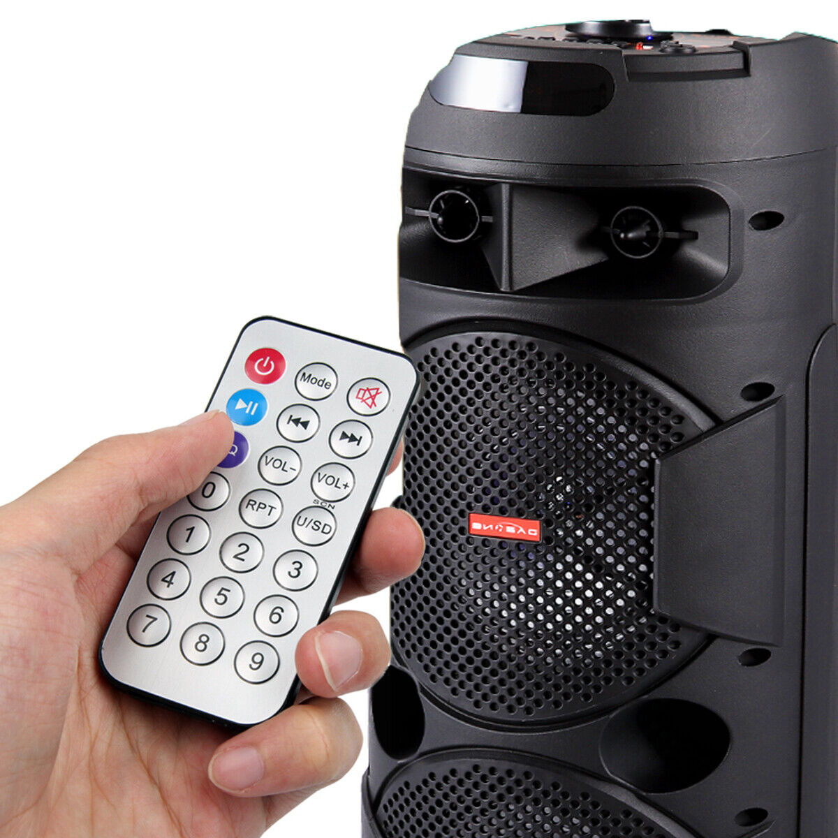 Dual 6.5" Woofer Portable FM Bluetooth Party Speaker Heavy Bass Sound With Mic - 5