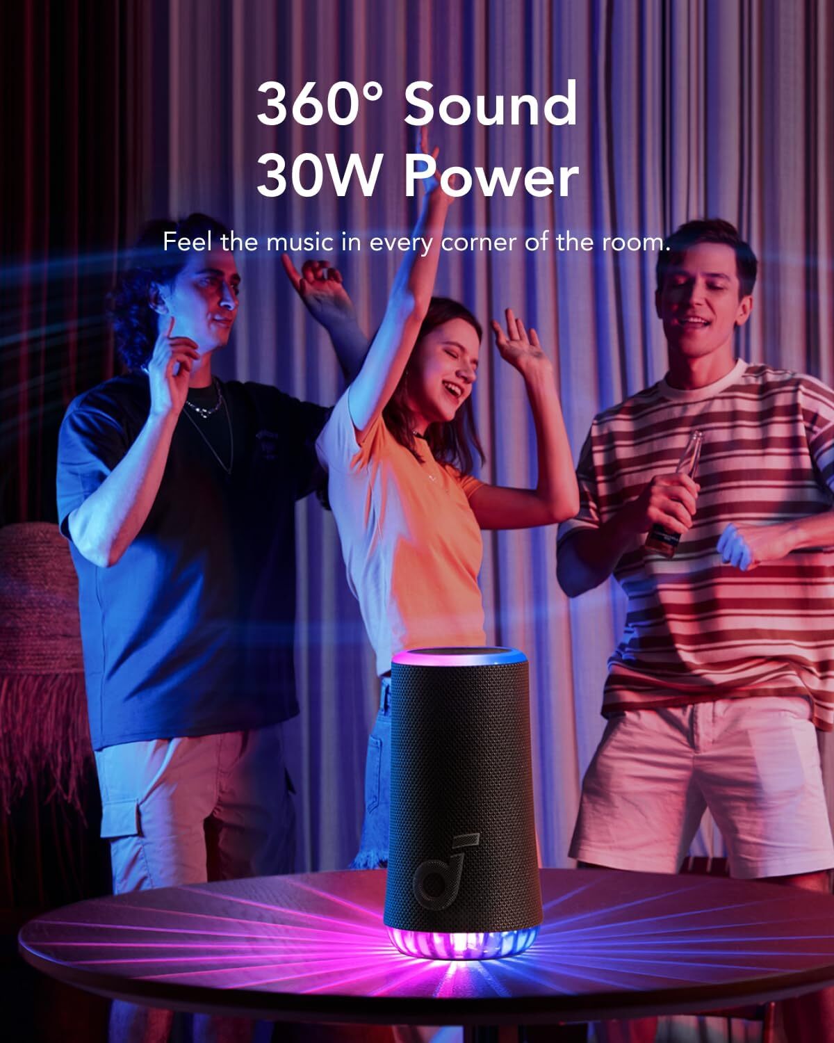 Soundcore Glow Portable Bluetooth Speaker Synchronized Radiant Light IPX7|Refurb - 2