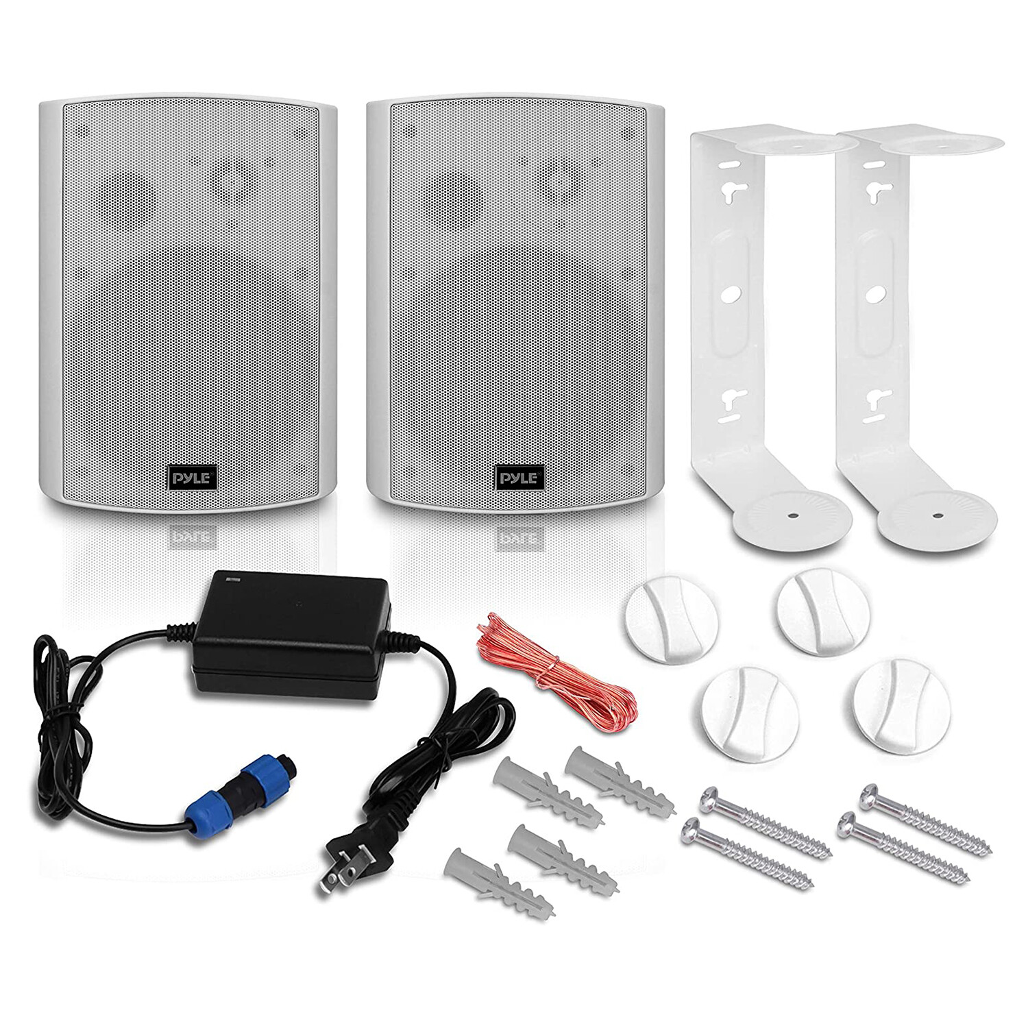 Pyle Bluetooth Indoor Outdoor 6.5 Inch Speaker System, White (2 Pack) (Open Box) - 6