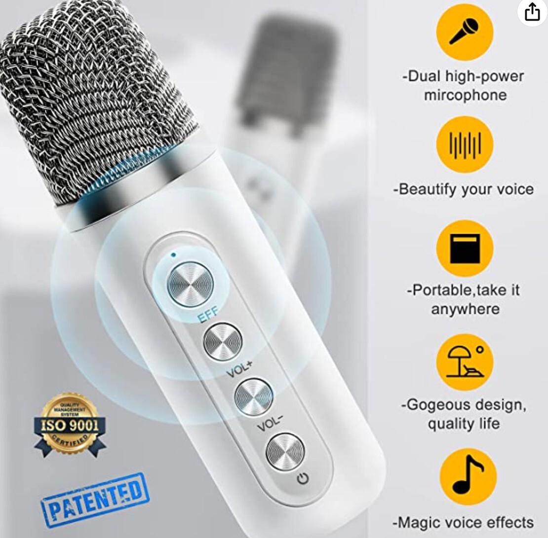 Wireless Karaoke Machine with 2 Wireless Microphones Portable Bluetooth Speaker - 1
