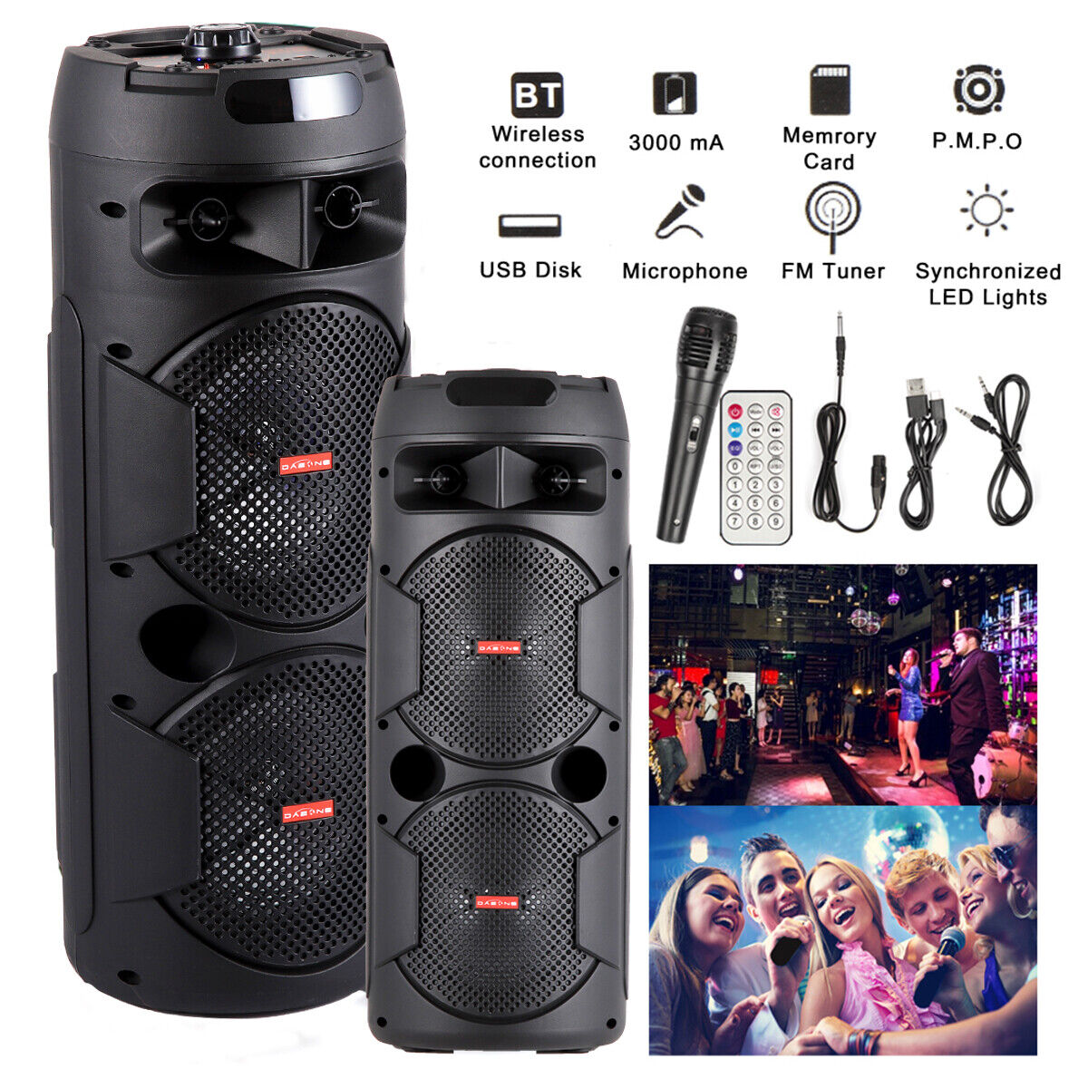 5000W Portable Bluetooth Speaker Subwoofer Heavy Bass Sound System Party + Mic - 2
