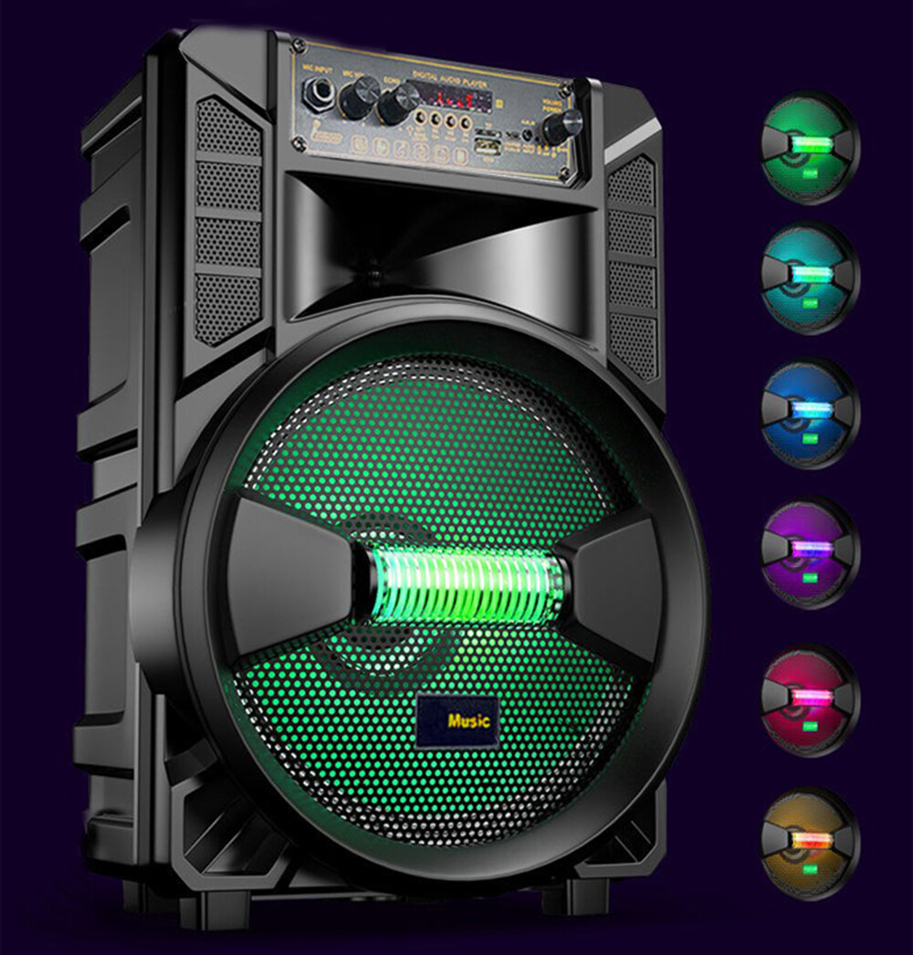 8'' Wireless Bluetooth Speaker USB FM Radio Portable Subwoofer System Remote Mic - 2