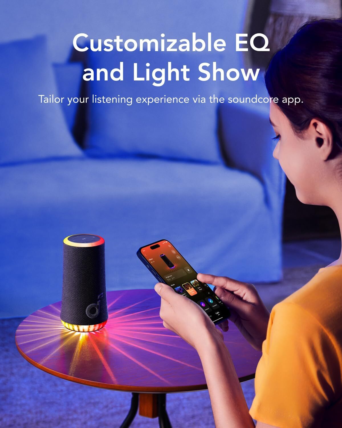 Soundcore Glow Portable Bluetooth Speaker Synchronized Radiant Light IPX7|Refurb - 5