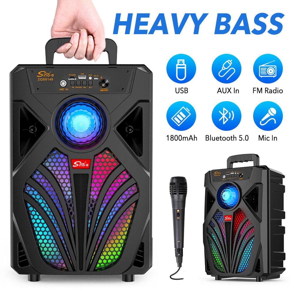 2000W Portable Bluetooth Speaker Sub woofer Heavy Bass Sound Party System w/ Mic
