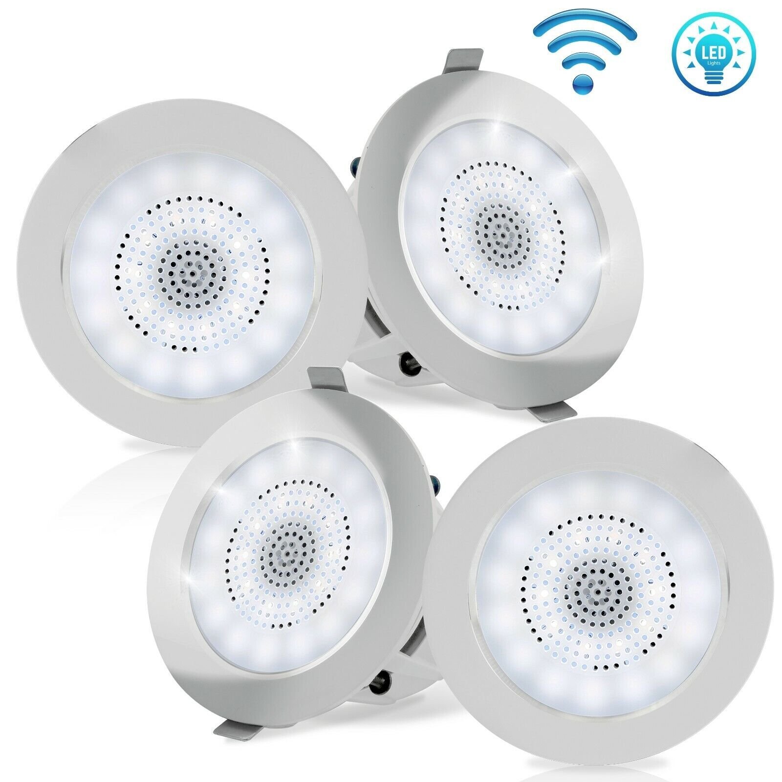3.5’’ Bluetooth Ceiling/Wall Speakers, 4 2-Way Speakers with Built-in LED Light