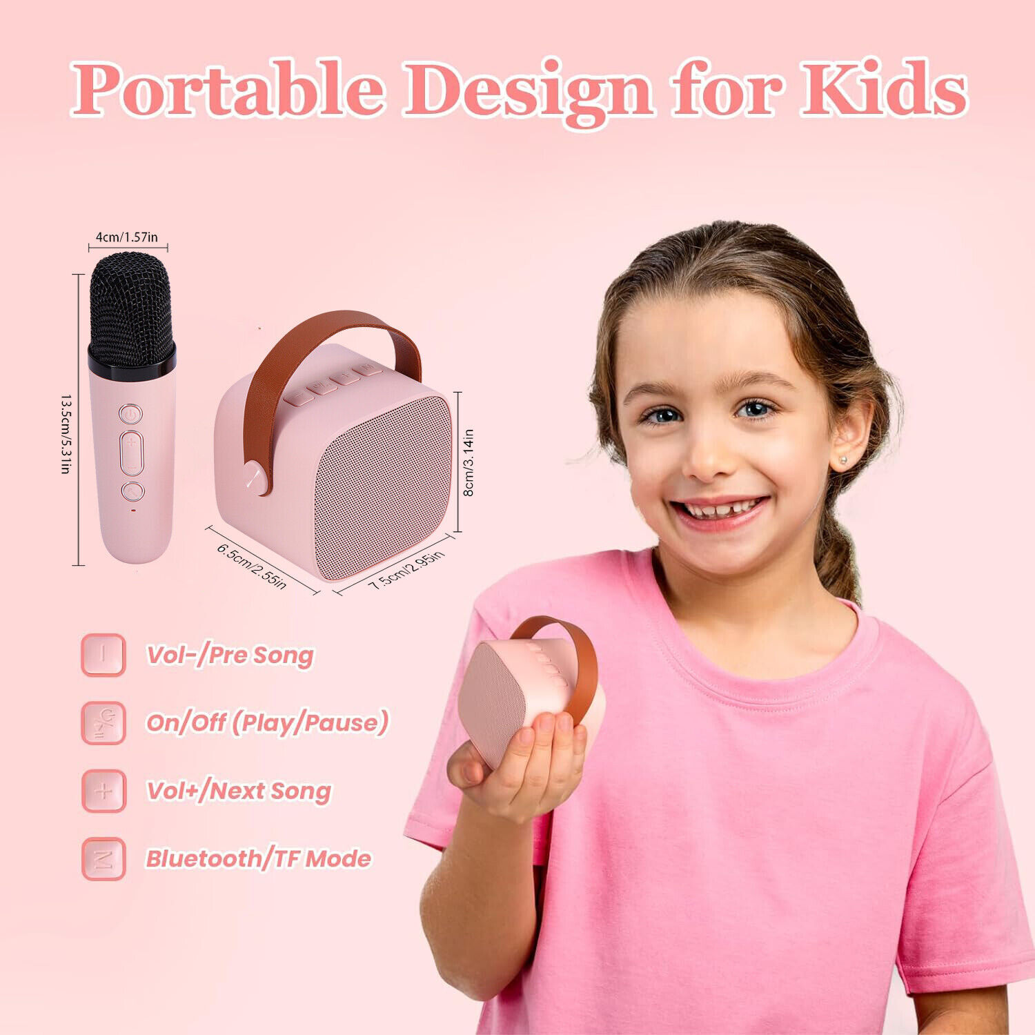 Mini Karaoke Machine for Adult and Kid Portable Handheld Bluetooth Speaker w/Mic - 4