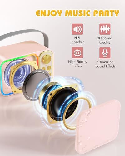 BESCOST Mini Karaoke Machine for Kids Adults, Portable Bluetooth Speaker with... - 1