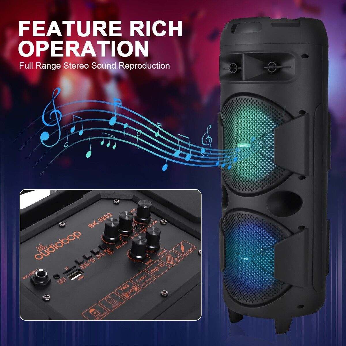 Party Portable Wireless Bluetooth Speaker Bass Sound Subwoofer with Microphone - 4