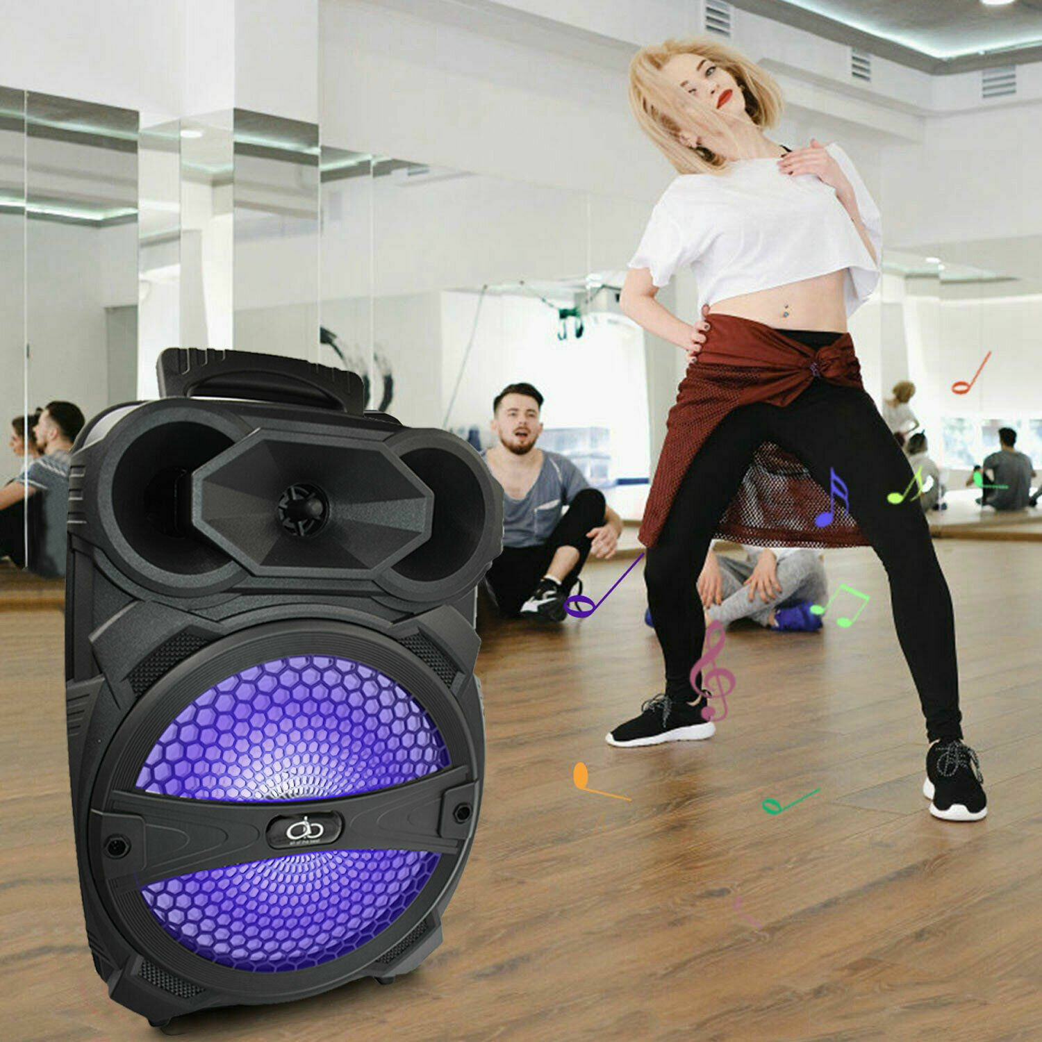 1000W Portable Bluetooth Speaker Karaoke Party Sound System FM LED Lights w/mic - 12